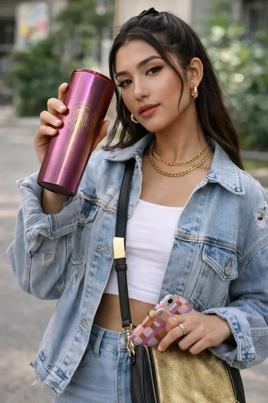 2019 Starbucks Stainless Steel Pink Halo Cold Cup Tumbler 24oz discontinued rare